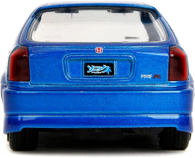 Jada Toys Sonic the Hedgehog with 1997 Honda Civic Type-R Die-Cast Car – 1:32 Scale, Highly Detailed Collectible Model with Sonic Figure, for Ages 8+
