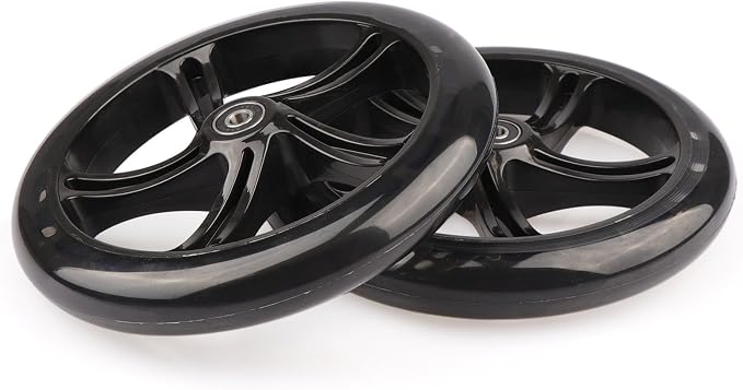 2-Pack 200mm Scooter Replacement Wheels - 8-Inch Wheels for Razor A5, Lascoota, Kid, Youth, Adult Kick Push Scooter (Black)