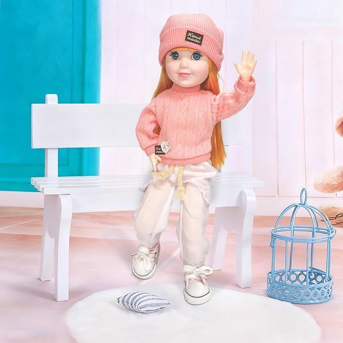 12 Inch BJD Fashion Girl Doll, 15 Movable Joints, Exquisite Hair and Trendy Casual Outfits (Casual wear-Pink)