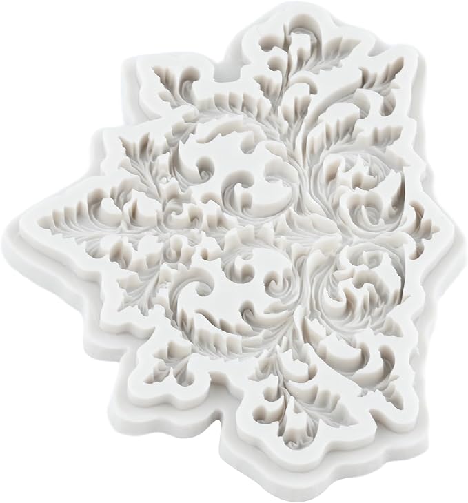 Baroque Relief Flower Lace Silicone Mold Curlicues Scroll Lace Polymer Clay Mold Vintage Filigree Molds for DIY Crafts Epoxy Resin Casting Air Dry Polymer Clay Plaster Jewelry Making