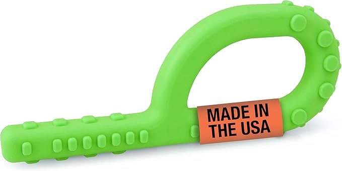 ARK Textured Grabber Sensory Chew, Sensory Toys for Kids and Adults, Chewy Fidget for Autism, ADHD, SPD, Anxiety, Medical-Grade Oral Motor Therapy Tools, XT, Firm, Lime Green