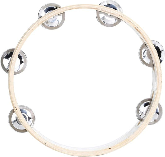 Musfunny Tambourines Ring 8 inch Hand Held Bell Birch Metal Jingles Musical Educational Percussion Instrument for Adults KTV Party Kids Games (8 inch Ring)