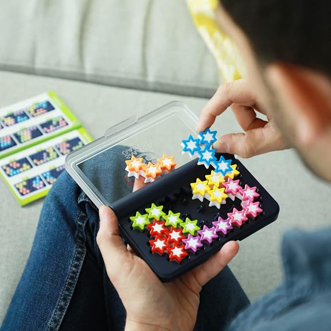 SmartGames IQ Stars, The Entry-Level IQ Game, a Travel Game for Kids and Adults, Skill-Building Brain Game - Brain Teaser for Ages 6 & Up, 120 Challenges in a Travel-Friendly Case.