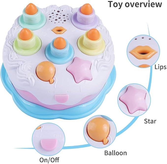 First Birthday Cake Toy - Singing Music Cake Toys with Counting and Blow Candles Toys for 1 2 3 4 Years Old Boys Girls Birthday and Xmas Gift