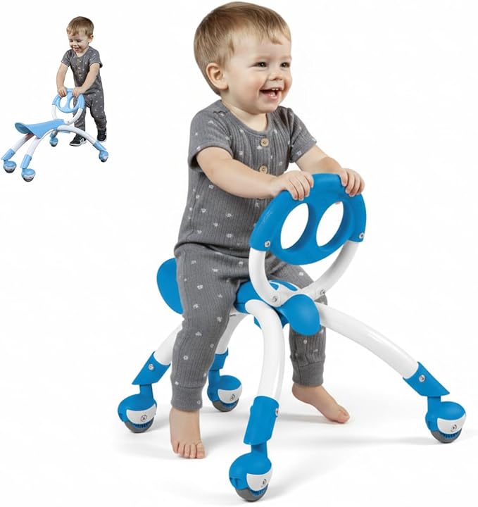 YBIKE Pewi Walking Ride On Toy - from Baby Walker to Toddler Ride On for Ages 9 Months to 3 Years Old, YPIW3, Blue