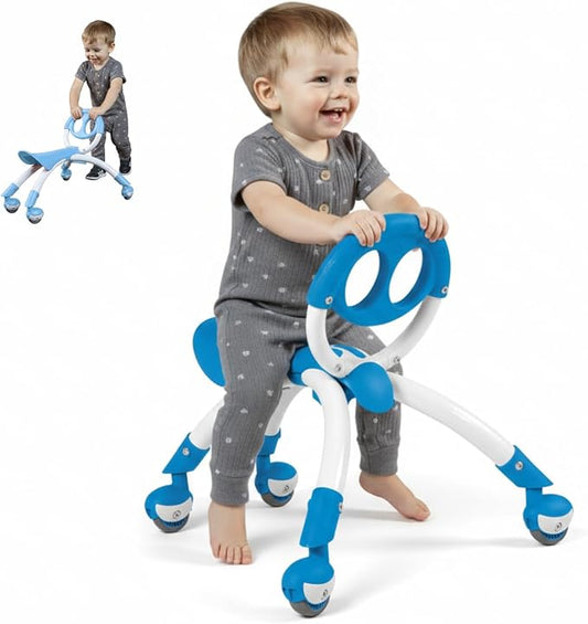 YBIKE Pewi Walking Ride On Toy - from Baby Walker to Toddler Ride On for Ages 9 Months to 3 Years Old, YPIW3, Blue