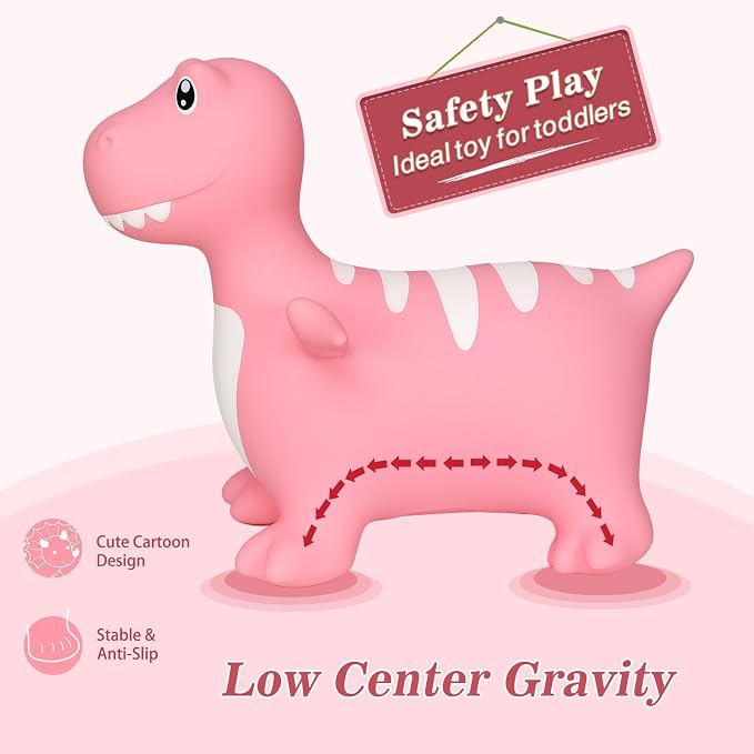 INPANY Bouncy Horse, Dinosaur Hopper Toys for Boys, Gifts Toy for Kid | Eco-Friendly PVC, Low Center Gravity, Cute Cartoon Design, Load 100 Lbs, Learn & Exercise & Active Fun, Gifts for 1-3 Kids