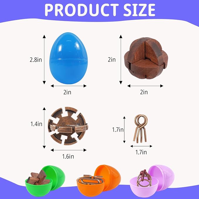 24 Pcs Brain Teaser Puzzles for Adults and Teens - Metal Puzzles 3D Puzzle Game Toys for Adults Teens - Wooden Unlock Interlocking Puzzle Adult IQ Education Smart Toys