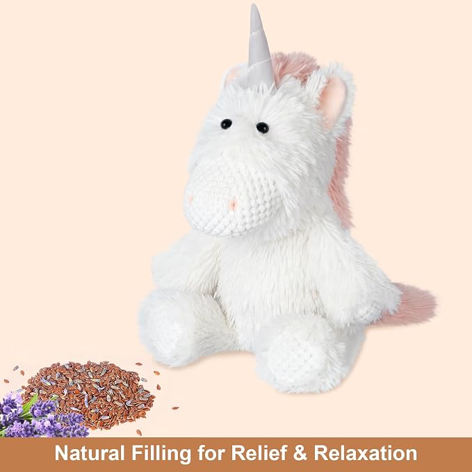 SuzziPals Coolable Warmable Unicorn Stuffed Animal, Microwavable Stuffed Animals Heating Pad for Soothing & Relaxation, Lavender Plushies for Stress Relief, Stuffed Unicorn Gifts for Girls