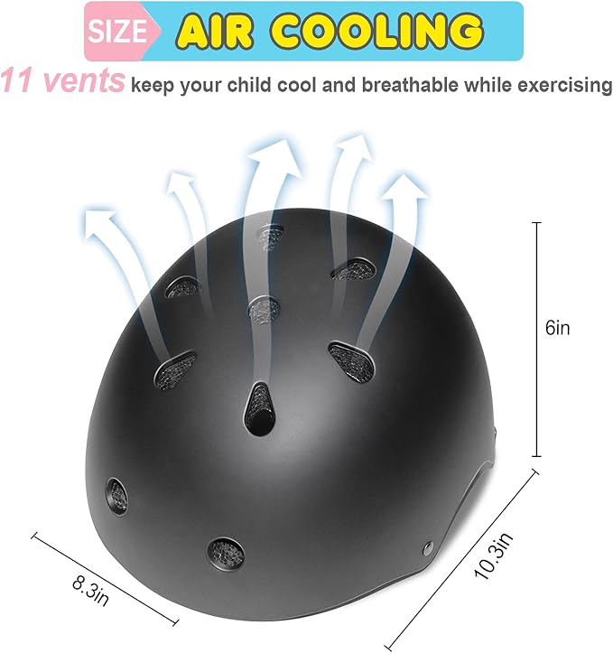 Kids Bike Helmet Adjustable Toddler Bike Helmets for Kids 2-5-8/8-14 Years with Knee Elbow Wrist Pads for GirlsBoys Youth Skateboard Bicycle Helmet for Scooter Roller Skating Balance Bike
