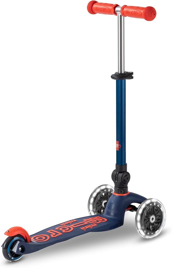 Micro Kickboard | Mini Foldable LED Kids Scooter for Ages 2-5 | Children up to 110 lbs | 3 Wheel Lean-to-Steer Design | Adjustable T Bar | Smooth Ride, Motion-Activated PU LED Wheels | Swiss Design