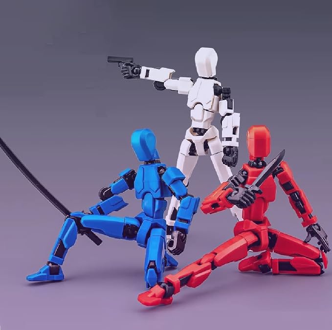 Titan T13 Action Figures Set -(Assembly Required) Robot Action Figure Fidget Toys for Nova N13 Anime Figures with 3D Lucky Dummy 13 Robot Figures Multi Movable Joints Gifts (Red+Pink)