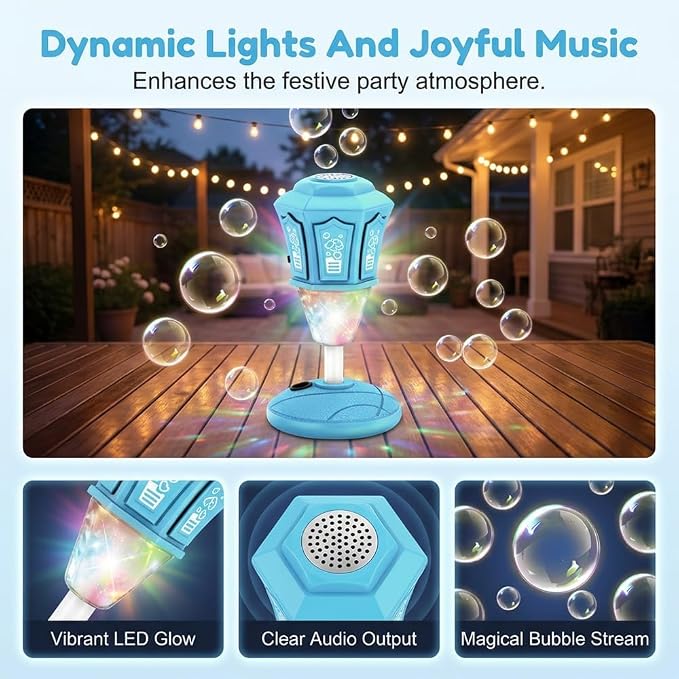 Automatic Bubble Machine - 2026 Adjustable Height Standing Bubble Blower with LED Lights & Music, Electric Bubble Maker for Birthday Party Wedding Outdoor Indoor Activities (Yellow Sunflowers)