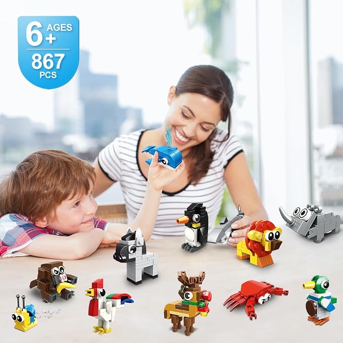 HOGOKIDS 30 Packs Party Favors for Kids - 867PCS Mini Animal Building Blocks Sets for Classroom Prizes Goodie Bag Fillers Valentines Easter Gift Exchange for Student Boys Girls Ages 6+