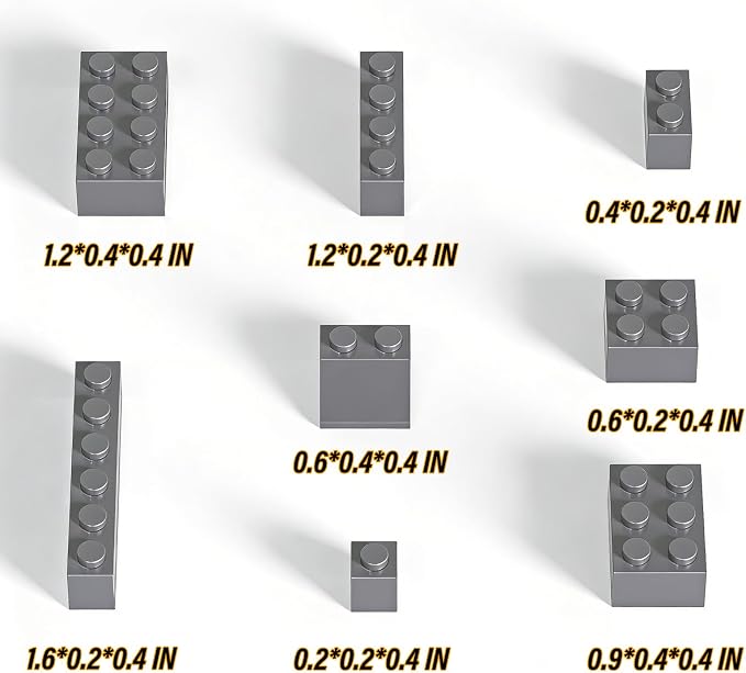 Bulk Building Bricks, Compatible with Lego and All Brands, 8 Sizes and A Variety of Colors to Mix and Match，Random Color (120, Light Gray)