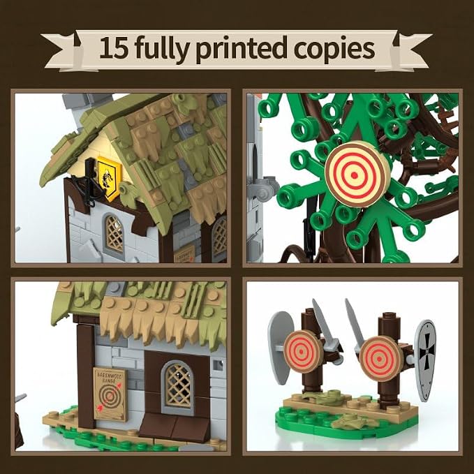Medieval Greenwood Range Building Bricks Set,Middle Building Set House Building Block Toy, Living Room Decorations,Collectible Display Set for Adults1109pcs