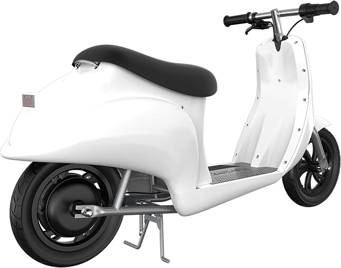 Razor Electric Retro Scooter for Ages 8+, 170 lb Max Weight, White, w/ 250W Motor, 12.5” Tires & 24V Battery, Up to 15 MPH, Pocket Mod – Lightweight Ride On Motorcycle Bike for Young and Teen Riders