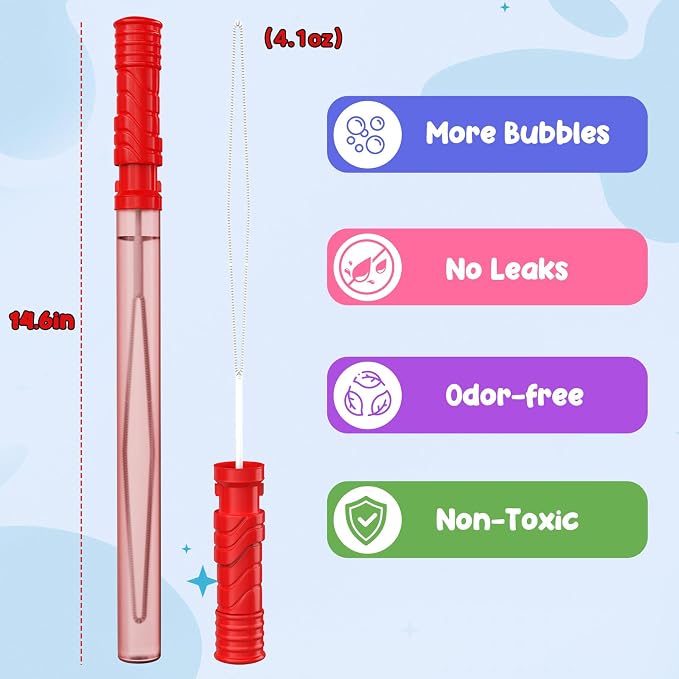 EagleStone 24 PCS 14.6" Giant Bubble Wands for Kids, 6 Color Long Bubble Sticks Bulk, Big Bubble Maker Outdoor Summer Toys for Toddlers, Easter Basket Stuffers, Birthday Party Favors, Carnival Prizes