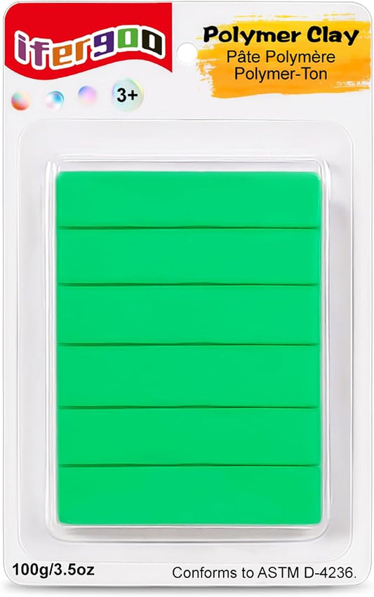 ifergoo Polymer Clay, 100g Modeling Oven Baked Model Clay for Sculpting, DIY, Artistic Creation & School Projects, Great for Kids and Adult (Light Green)