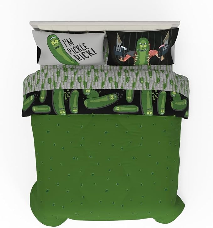 Rick & Morty Bedding 7 Piece Super Soft Cozy Reversible Comforter and Sheet Set with Sham, Full, (Officially Licensed Product) By Franco