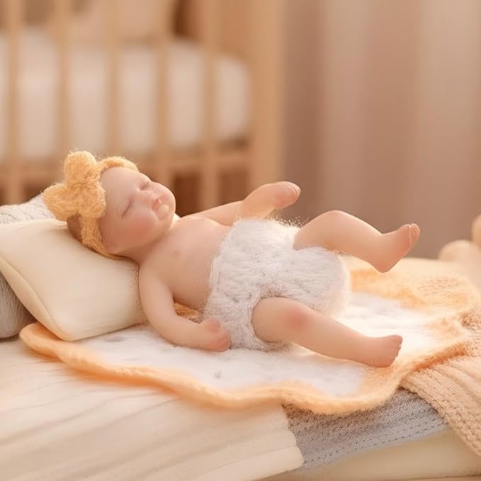 4inch Mini Platinum Silicone Reborn Baby Doll, Tiny Silicone Baby Dolls，Realistic Newborn Baby Dolls Full Body Stress Relief, Decoration, Gifts, Collectible