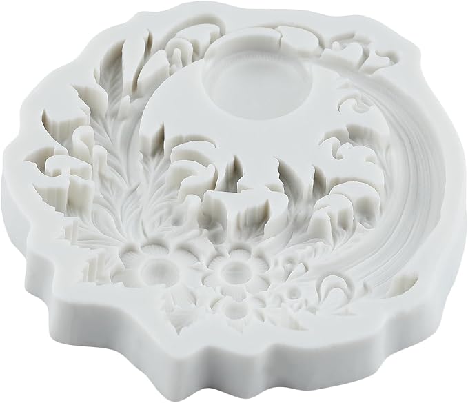 Baroque Floral Relief Polymer Clay Molds Baroque Flower Leaf Moon Silicone Mold for DIY Crafts Epoxy Resin Casting Polymer Clay Tools Craft Air Dry Jewelry Making