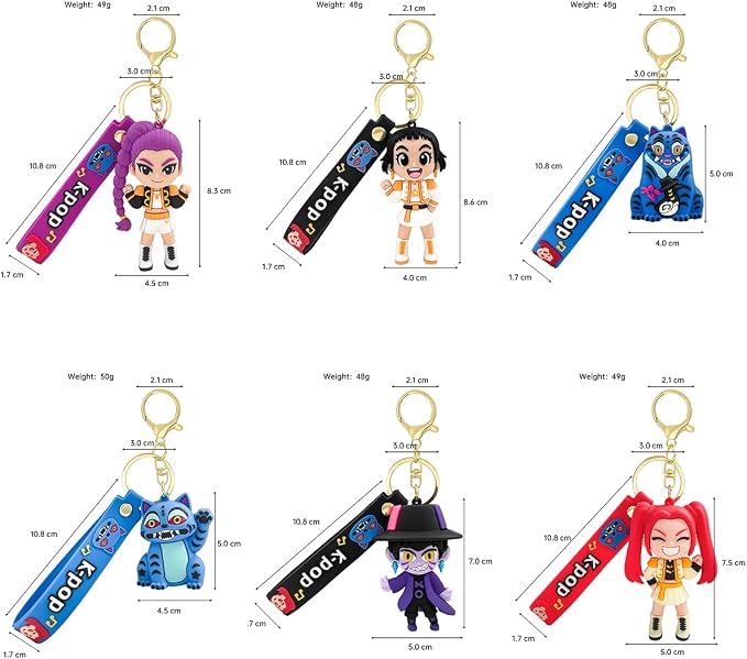 Kpop Keychain Set of 6, Cartoon Collectable Cute Mini Doll Figure Merch for Fans Bag Charm & Toys Gift (Kp6)