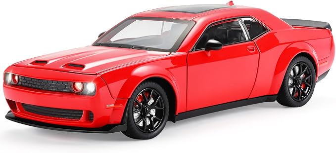 Toy Cars for Boys Age 3-12 1:24 Car Toys Diecast Metal Car Model with Light & Sound Collectable Muscle Cars for 3+ Year Old Kids (Red)