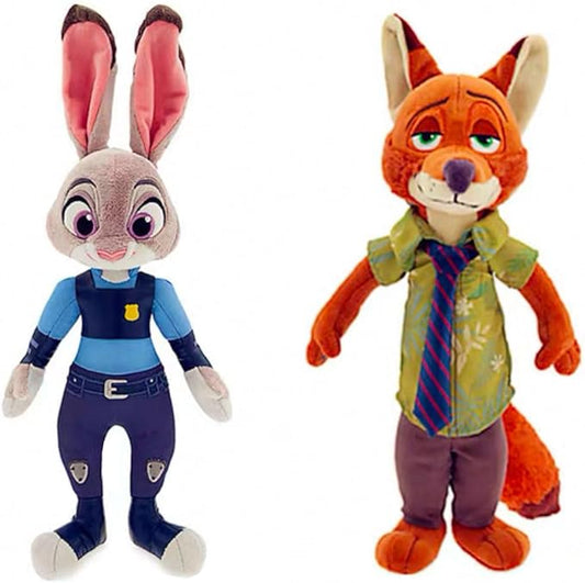 2 Pcs Judy Rabbit & Nick Fox Plush Toys Gifts for Friends Family Kids Christmas Halloween Chidlren Day Gifts