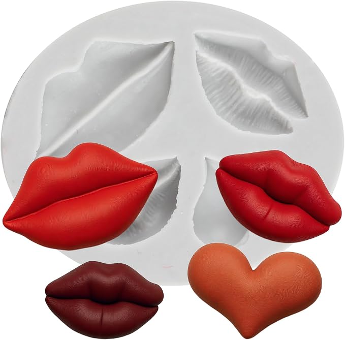 Sexy Kiss Lips Polymer Clay Mold Love Heart Lips Resin Silicone Molds for DIY Crafts Epoxy Resin Casting Air Dry Polymer Clay Plaster Jewelry Making