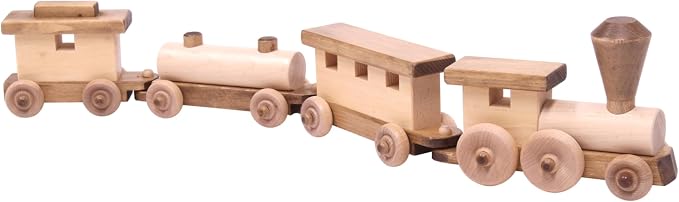 Wooden Train Toy Play Set - 24" Long - CPSIA-Approved Finish (Harvest Stain and Natural)