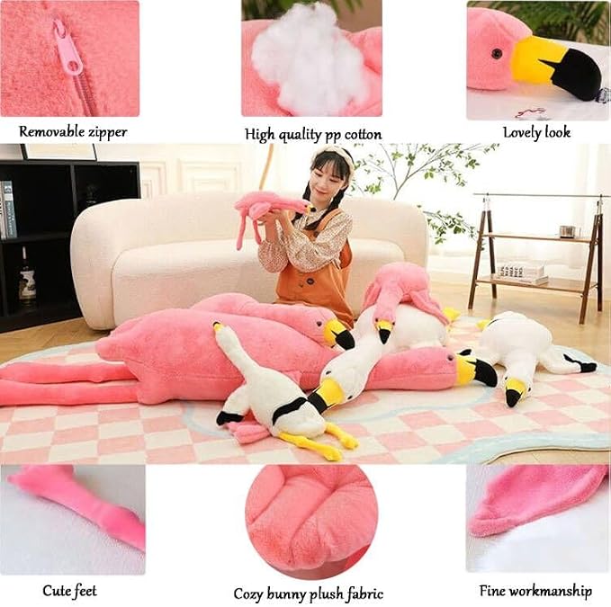Pink Flamingo Plush Pillow Stuffed Animal - 26 Inch Ultra Soft & Cute Flamingo Gift, Huggable Stress Relief for Bedroom, Office, Car, for Kids, Adults, Girls（Pink）