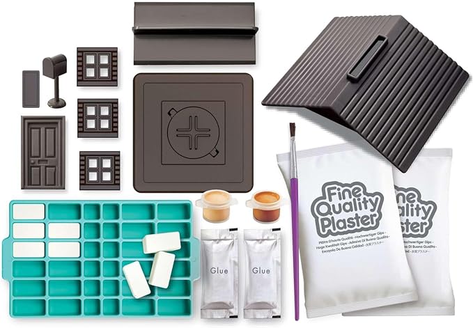 4M Mini Brick Architect Kit for Kids Ages 8-12 – Build a Brick House Money Bank, Mould 2 Sets of Plaster Bricks, STEM Construction Set with Trowel, Paint, Door, Windows, Roof, Educational Gift