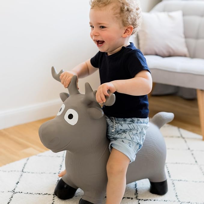 Kindsgut Bouncy Animal Hopper – Inflatable Bouncing Ride-On Toy for Kids & Toddlers Age 2+, Designed in Germany, Indoor & Outdoor, Moose
