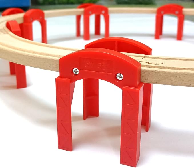 Wooden Train Bridges, Bridge Support, Wooden Train Track Accessories, Train Tracks Compatible with All Major Brands, Wood Toys for Girls & Boys