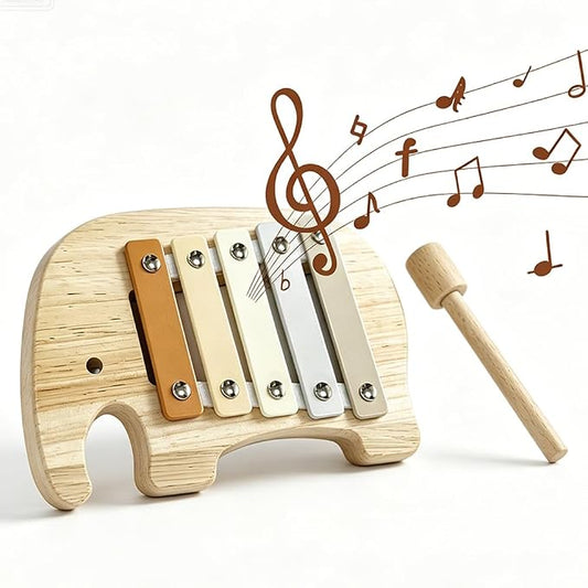 Lovely Xylophone for Toddlers, Early Childhood Development Musical Instruments for Toddlers, Wooden Xylophone for Kids,Musical Instruments Toys for Preschool Percussion Learning (Elephant)