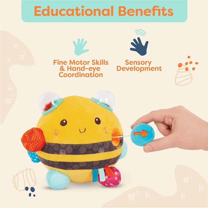 B. toys – Sensory Plush Bumble Bee with Fun Features, Interactive Play, Bumps, Colors, Textures & Sounds, Toys for Infants, Babies – 0+ Months