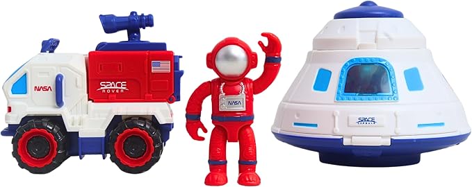Space Adventure Space Capsule Playset with Light-Up Door, Lunar Rover & 2 Astronaut Figures, Plastic Space Toy & Collectible for Kids Ages 3+
