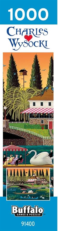 Buffalo Games Charles Wysocki - Pleasant Sunday - 1000 Piece Jigsaw Puzzle - 26.75 x 19.75 in, Includes Poster - Precision Cut Pieces - Jigsaw Puzzles for Adults 1000 Pc - Relaxing Activity