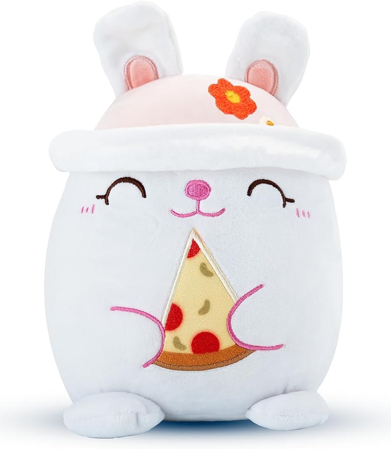 AIXINI Animal Plush Toys Set - Panda, Brown Bear, Bunny, Corgi, Pink Cat with Cute Hats, Soft Stuffed Animals for Kids, Christmas Birthday Gifts (Rabbit, Medium Size)