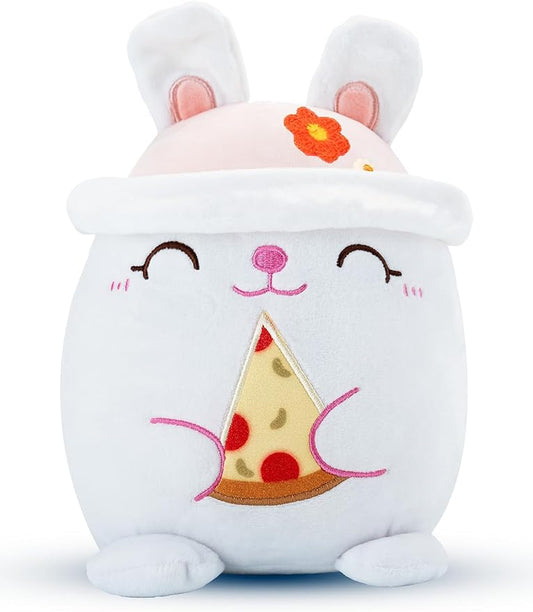 AIXINI Animal Plush Toys Set - Panda, Brown Bear, Bunny, Corgi, Pink Cat with Cute Hats, Soft Stuffed Animals for Kids, Christmas Birthday Gifts (Rabbit, Medium Size)
