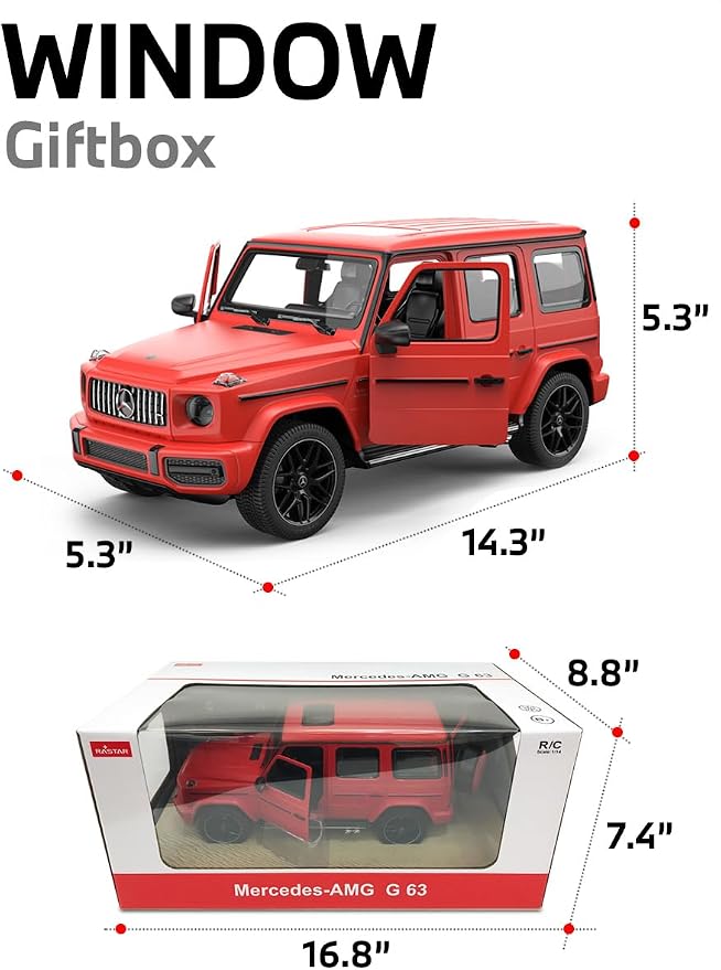 RASTAR 95700 1/14 RC Car Mercedes-AMG G 63 with Openable Doors | Officially Licensed, Ideal Gift, 2.4G Remote, Working Lights, Independent Suspension, Off-Road SUV RC Car Model