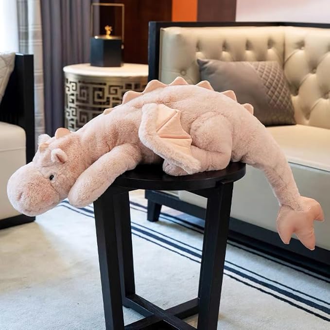 Giant Dragon Stuffed Animal 51.2" 7Lbs, Soft Weighted Plush Toy, Pink Weighted Stuffed Dragon for Kids and Adults