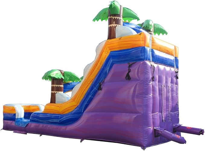 TentandTable Inflatable Water Slide for Kids and Adults, Commercial Grade Giant Blow Up Backyard Water Fun, Includes Electric Air Blower, 27' L x 9' W x 15' H, Tropical Purple Marble