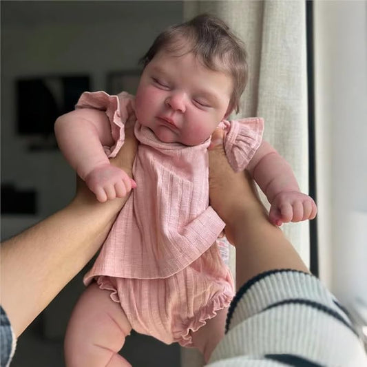 iCradle Lovely Real Look Reborn Baby Doll Girl 20inch 50cm Vinyl Silicone Baby Doll Cloth Body Realistic Newborn Doll Gift Toy for Ages 3+ (Pink Outfit Sleeping Doll)