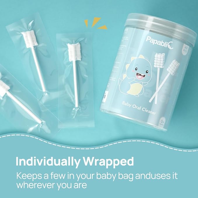 Papablic Baby Tongue Cleaner, Baby Oral Cleaner, Disposable Infant Mouth Cleaner Newborn, Upgrade Gum Cleaner with Paper Handle for Infants Ages 0-2 Years, 40 Pack