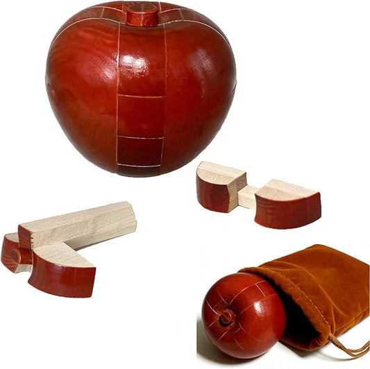 Brain Teasers Wooden Apple Puzzles for Adults - Challenging 3D IQ Logic Games for Teens 14+, Stress Relief Desk Toys & Office Decor, Unique Gifts for Women,Men,Grandparents (Red)