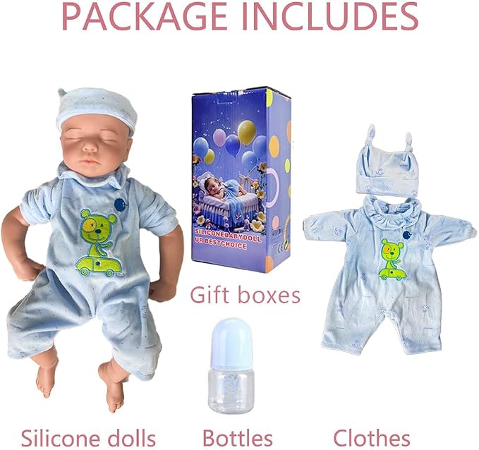 Boy 18.5 Inch, Full Silicone Baby Doll, Reborn Baby Dolls Silicone Full Body, Realistic Baby Dolls, Newborn, Not Vinyl, with Gift Box