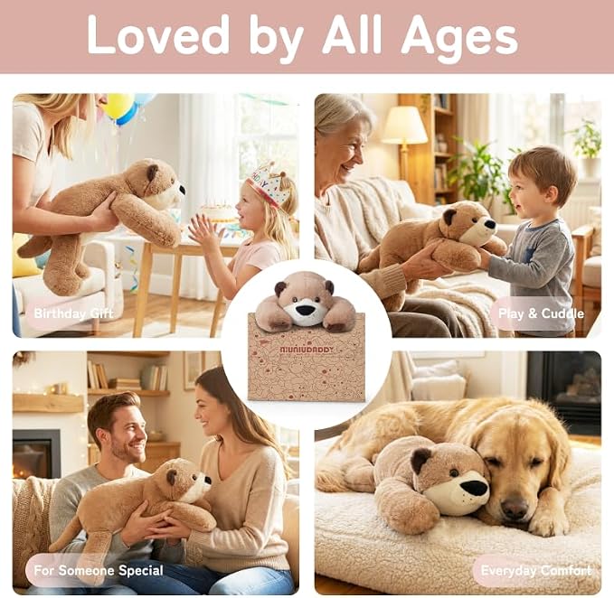 Niuniu Daddy Weighted Otter Stuffed Animal for Kids & Adults, 20 Inch 3.3lb Large Plush Toy with Soft Fur, Weighted Plushies Pillow for Sensory Calm, Huggable Gift for Everyday Comfort