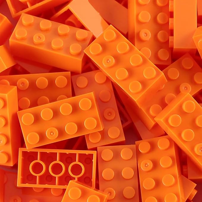 100pcs 2x4 Bricks Orange Pieces Parts Building Kits Creative Play Set Basic Blocks Toy Accessories Compatible with 3001 Major Brands